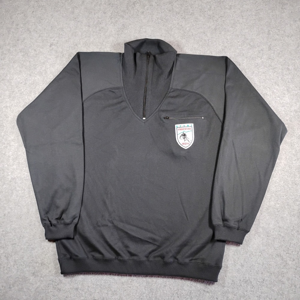 Sport Obermeyer Vintage 80s Ski Pullover Sweatshirt Mens Medium Gray 1/4 Zip